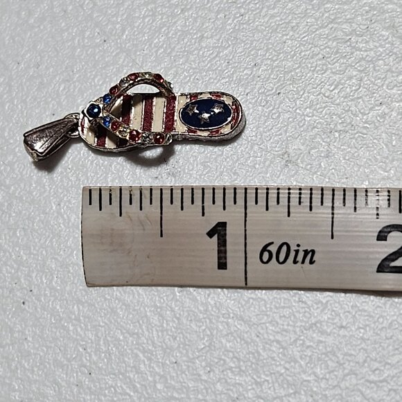 Patriotic Red White Blue Flip Flop Pendant Charm USA America 4th of July Jewelry - Picture 5 of 5